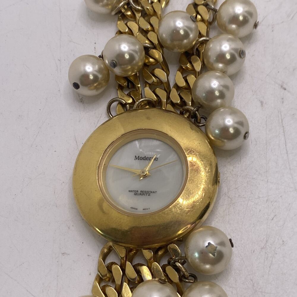 Vintage Moderne Womens Gold Tone Watch New Battery